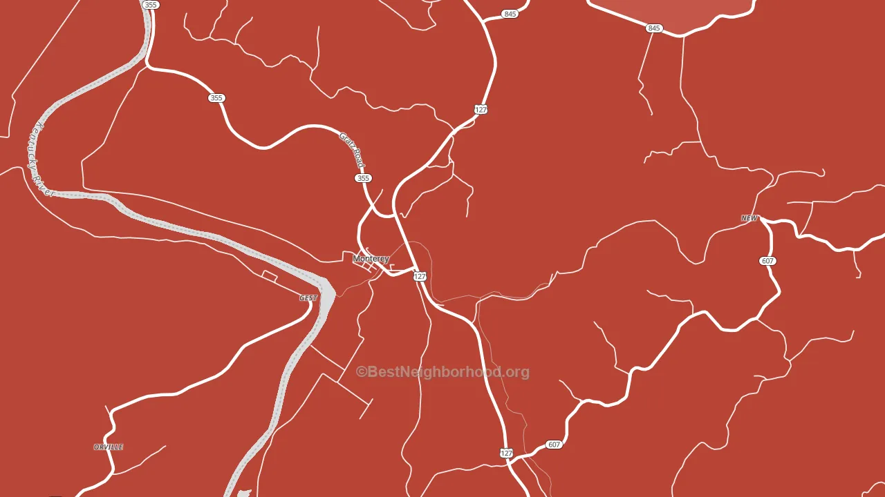 Monterey, KY block-group political-lean map