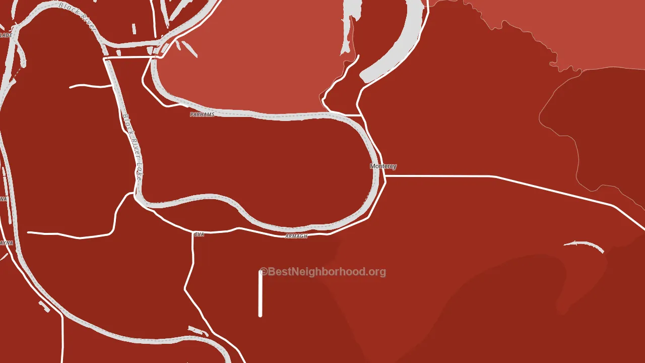 Monterey, LA block-group political-lean map