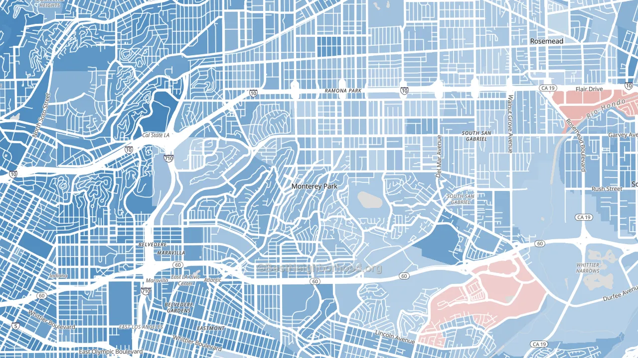 Monterey Park, CA block-group political-lean map