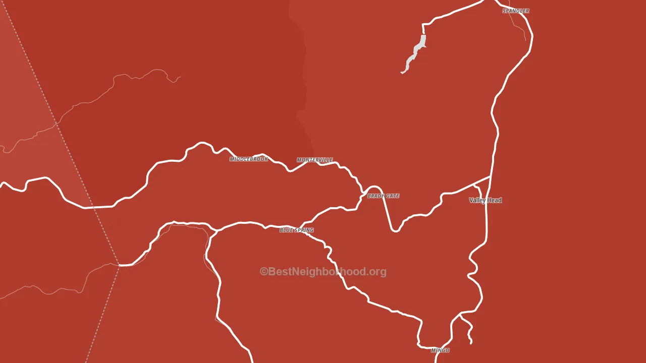 Monterville, WV block-group political-lean map