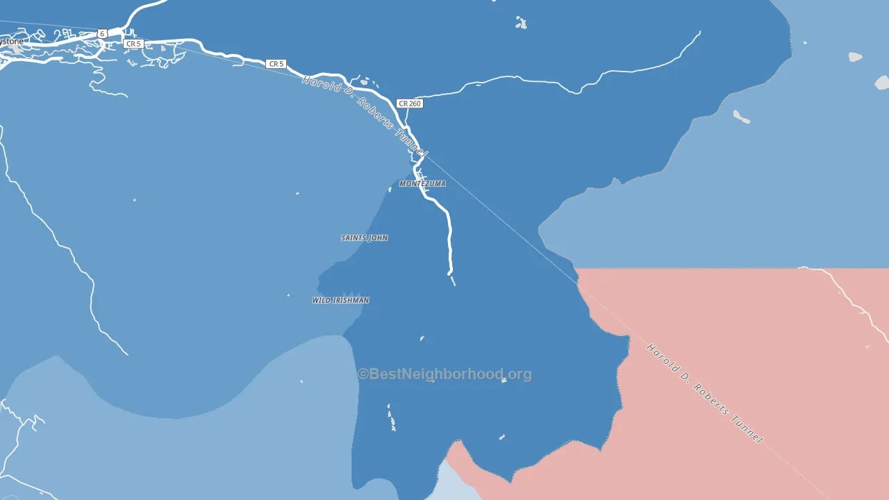 Montezuma, CO block-group political-lean map