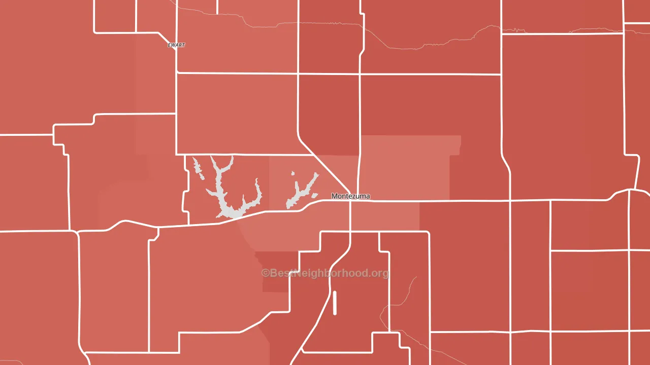 Montezuma, IA block-group political-lean map