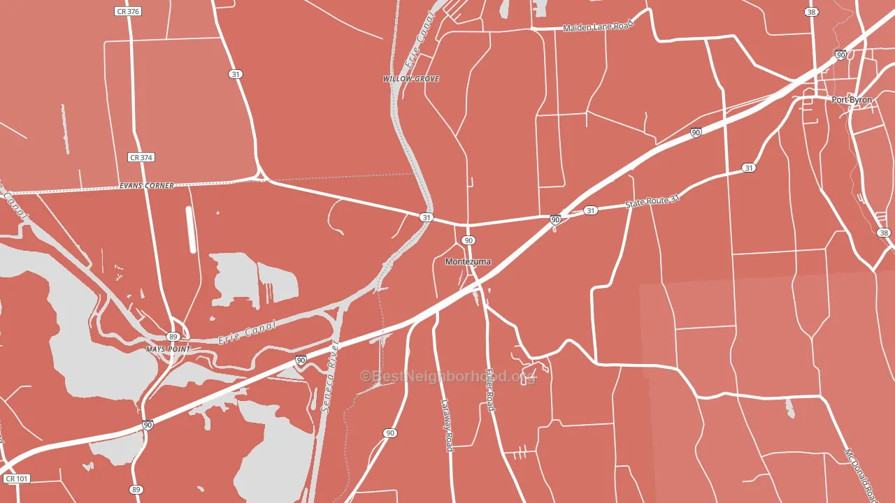 Montezuma, NY block-group political-lean map