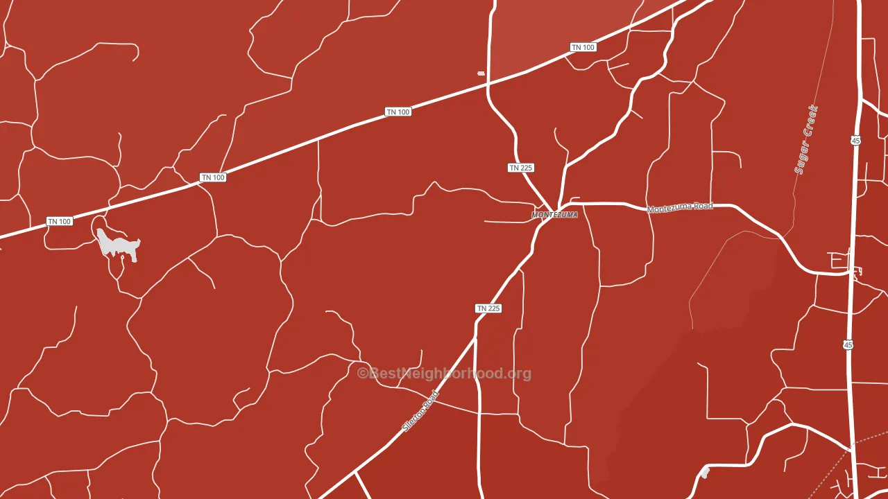 Montezuma, TN block-group political-lean map