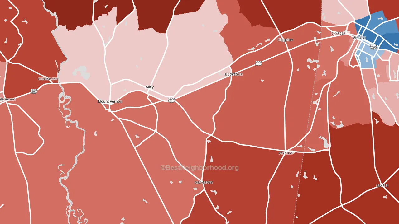 Montgomery County, GA block-group political-lean map
