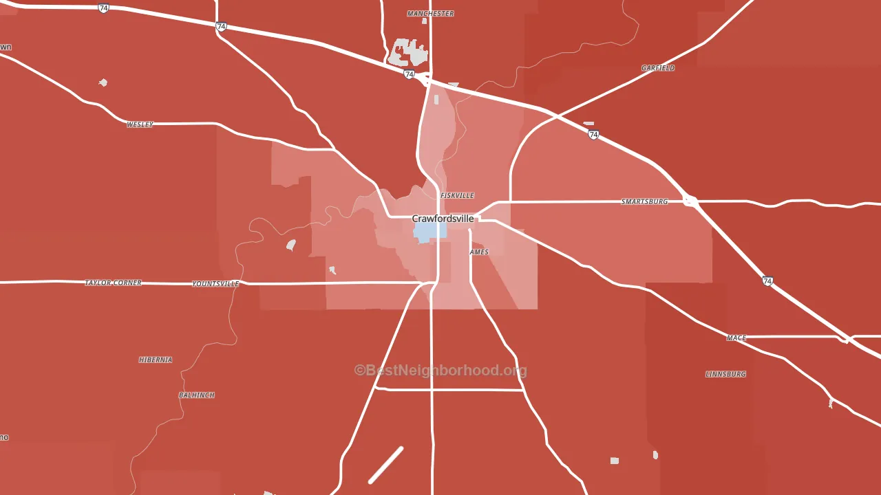 Montgomery County, IN block-group political-lean map