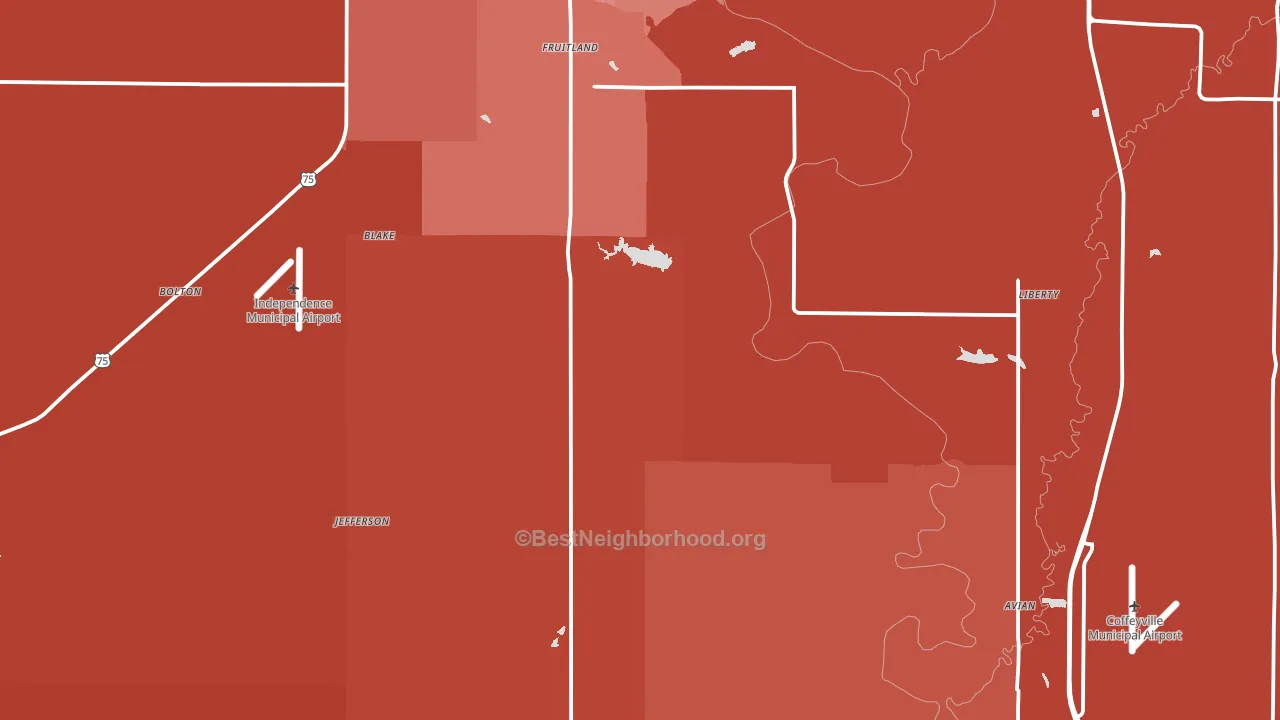 Montgomery County, KS block-group political-lean map