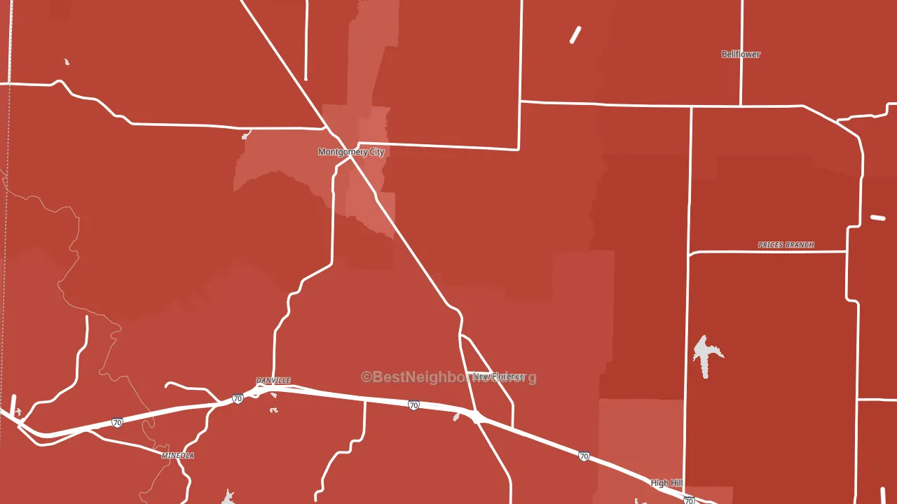 Montgomery County, MO block-group political-lean map