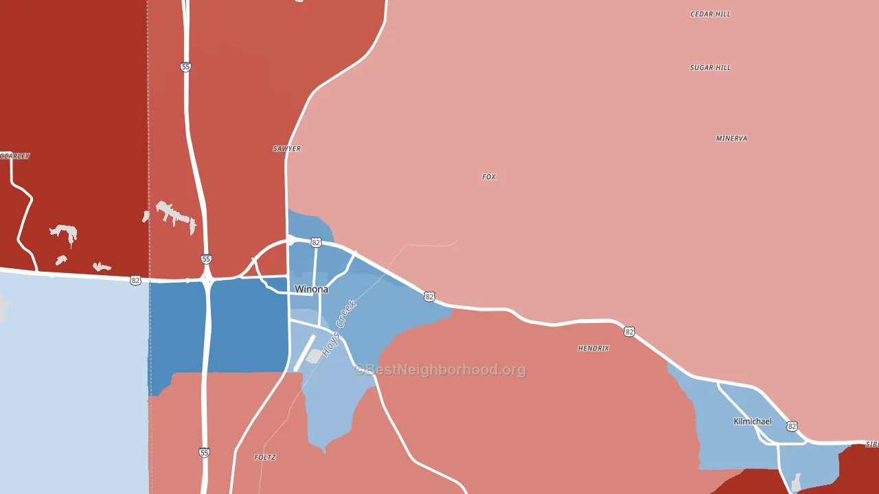 Montgomery County, MS block-group political-lean map