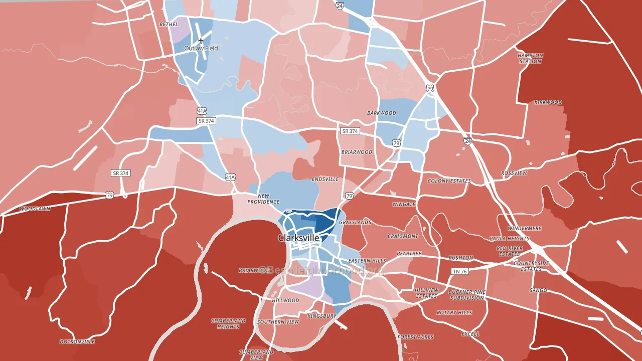 Montgomery County, TN block-group political-lean map