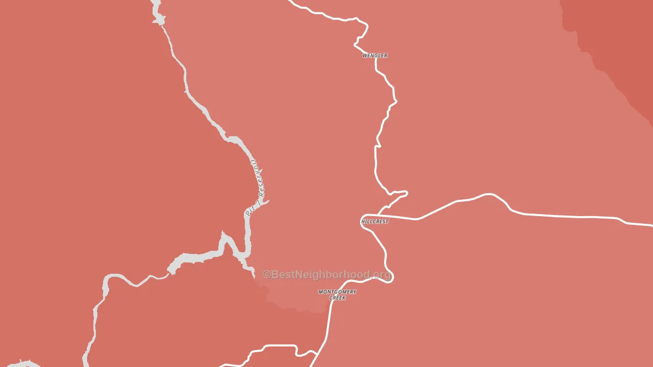 Montgomery Creek, CA block-group political-lean map