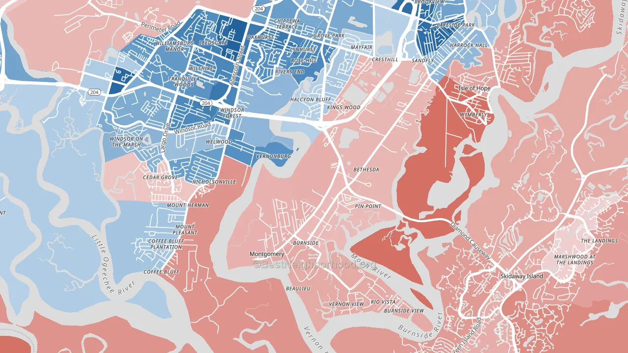 Montgomery, GA block-group political-lean map