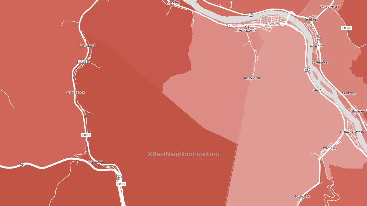Montgomery Heights, WV block-group political-lean map