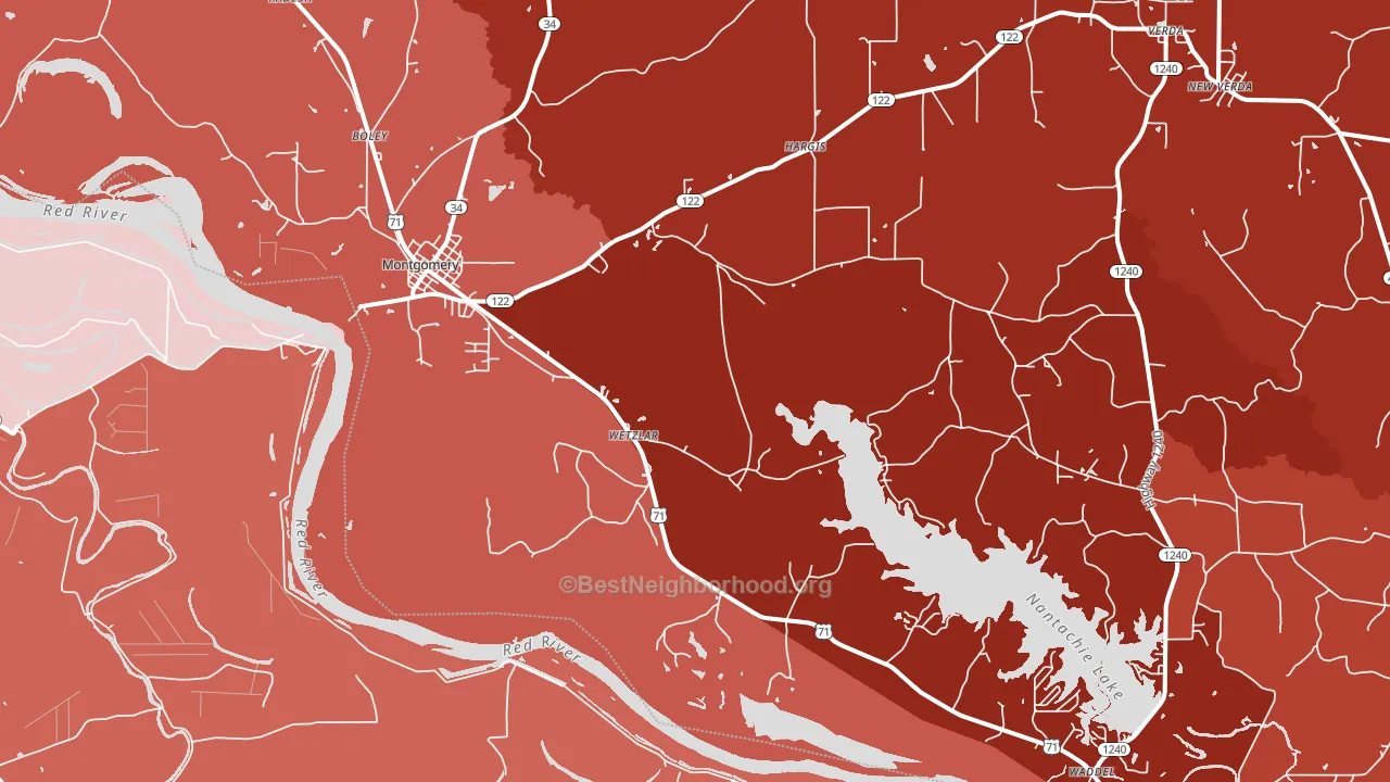 Montgomery, LA block-group political-lean map