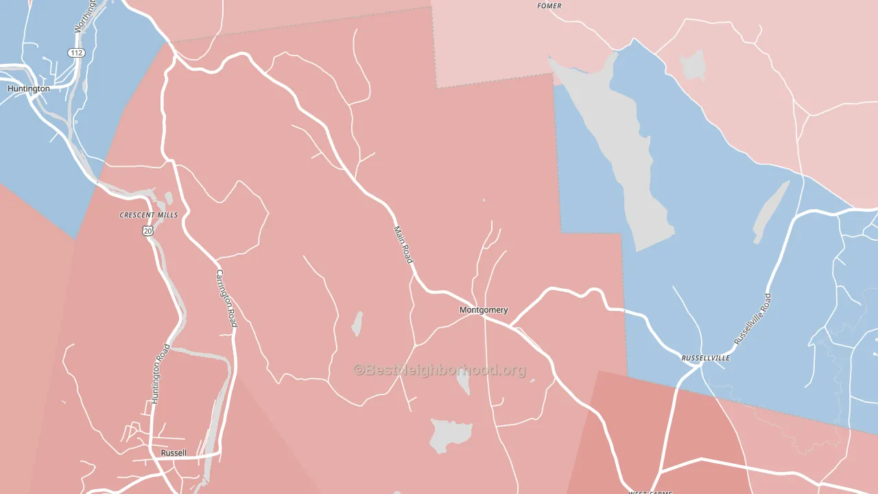 Montgomery, MA block-group political-lean map
