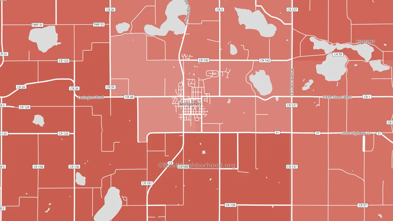Montgomery, MN block-group political-lean map