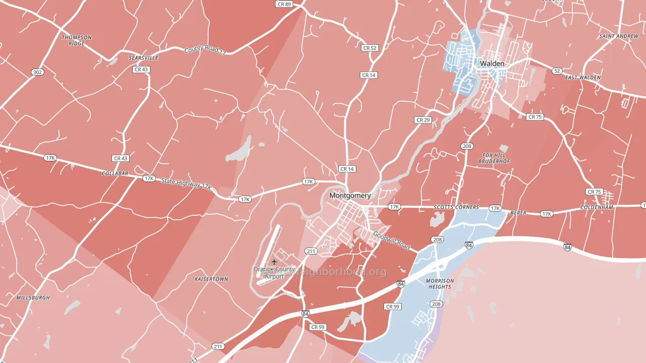 Montgomery, NY block-group political-lean map
