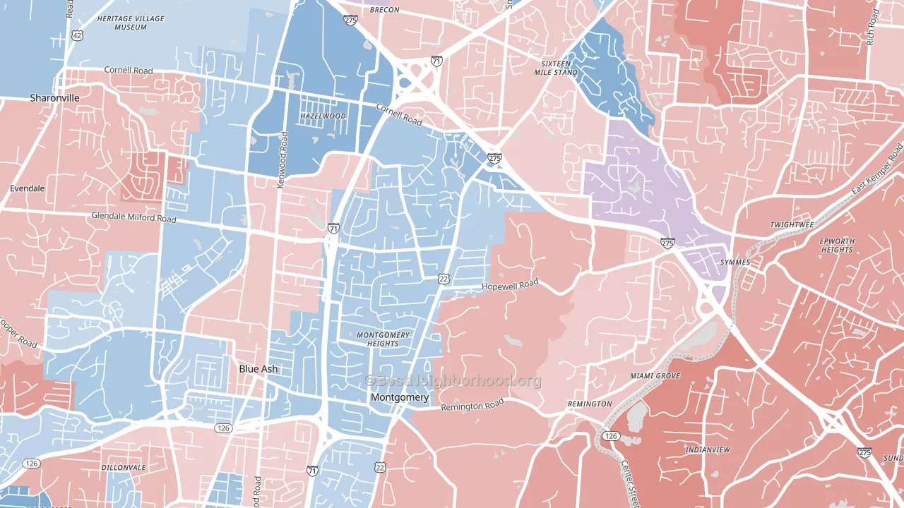 Montgomery, OH block-group political-lean map