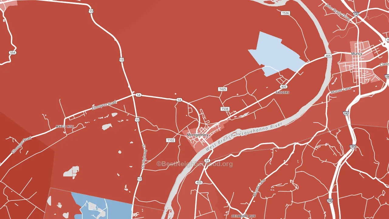 Montgomery, PA block-group political-lean map