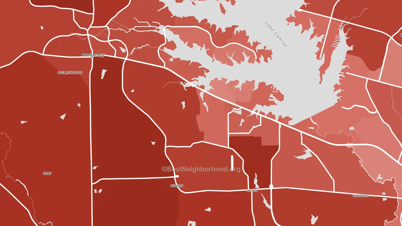 Montgomery, TX block-group political-lean map