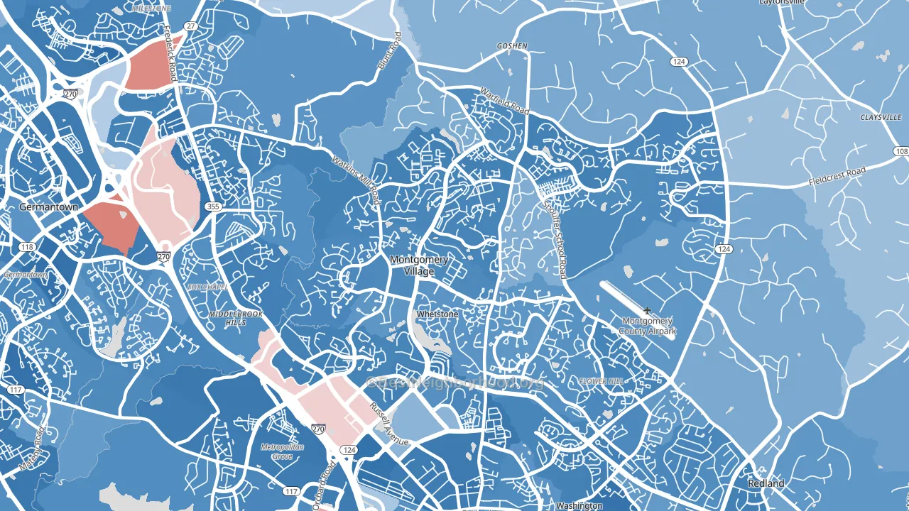 Montgomery Village, MD block-group political-lean map