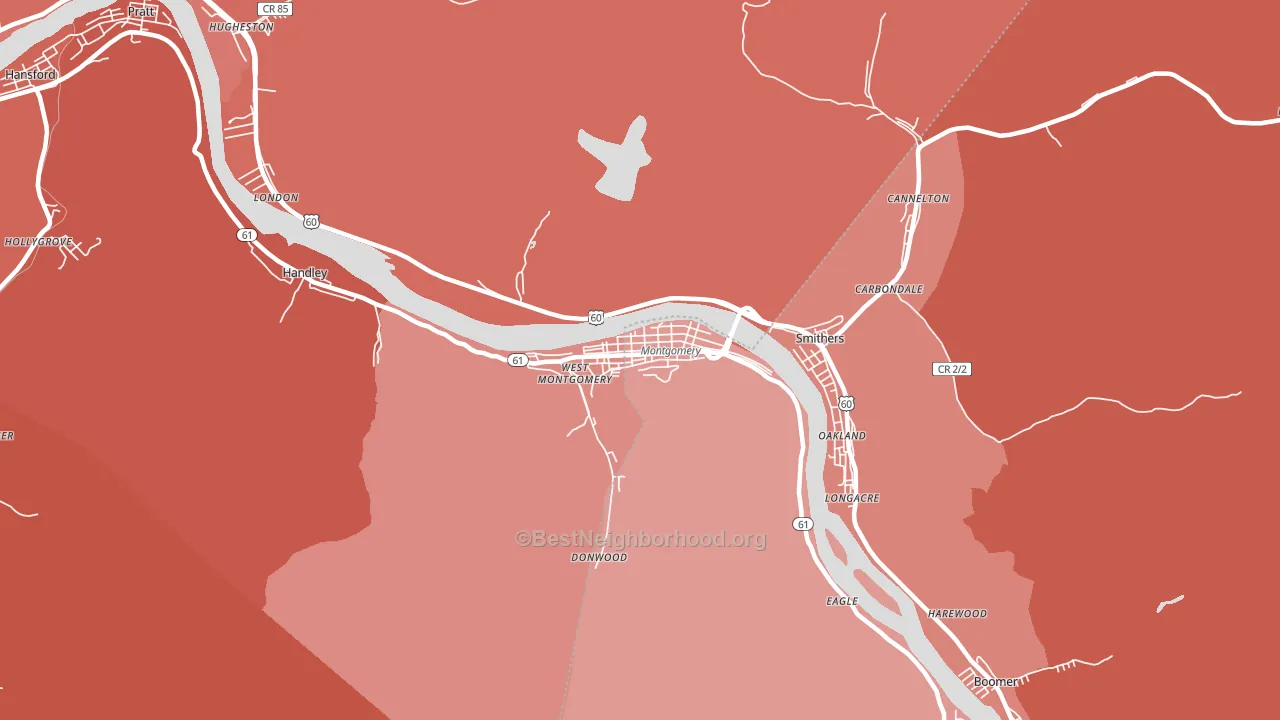 Montgomery, WV block-group political-lean map