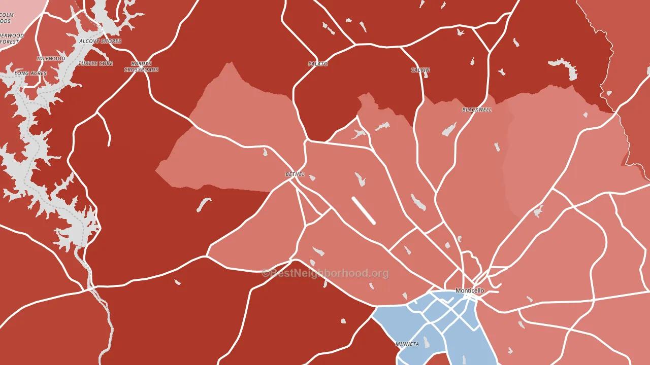 Monticello, GA block-group political-lean map