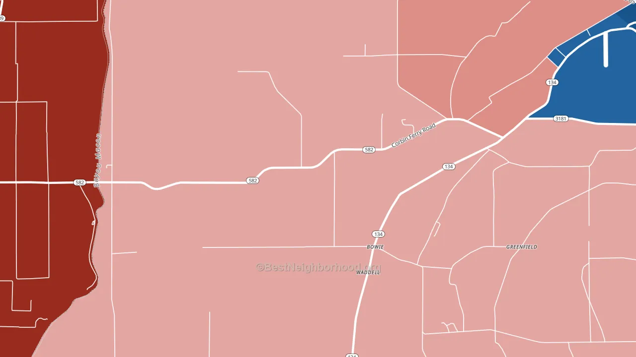Monticello, LA block-group political-lean map