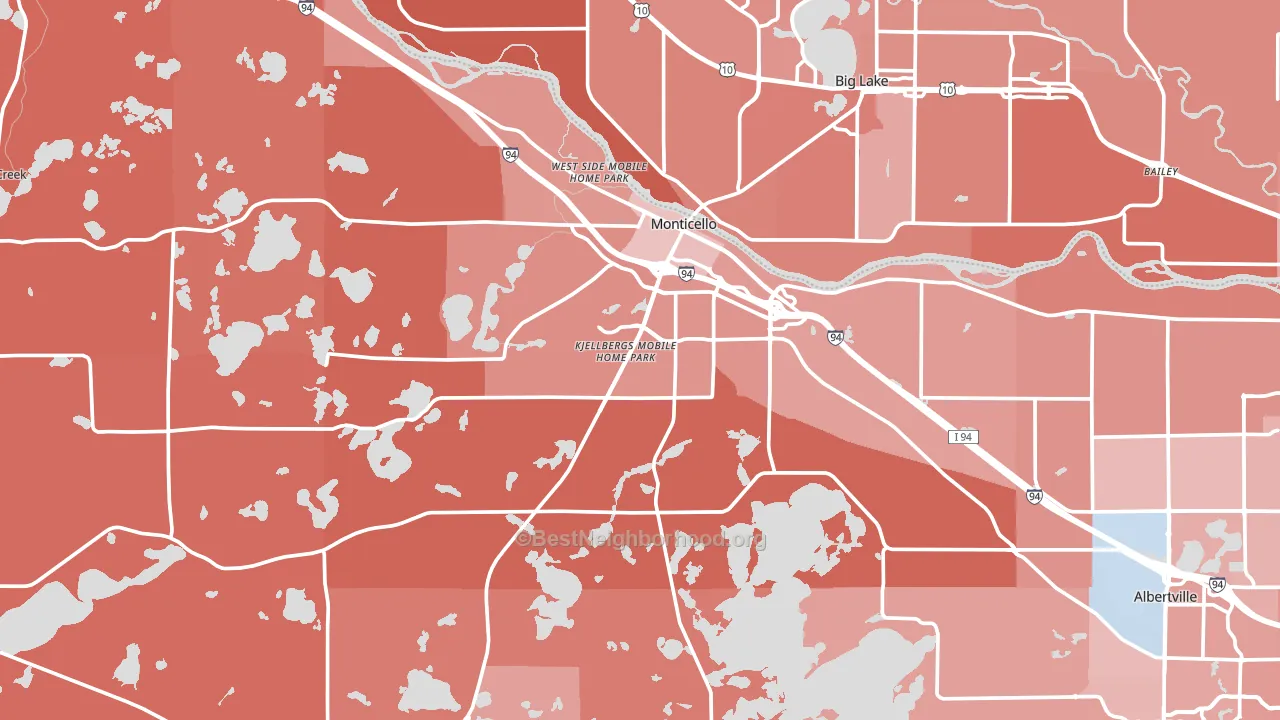 Monticello, MN block-group political-lean map