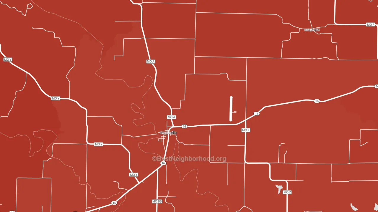 Monticello, MO block-group political-lean map