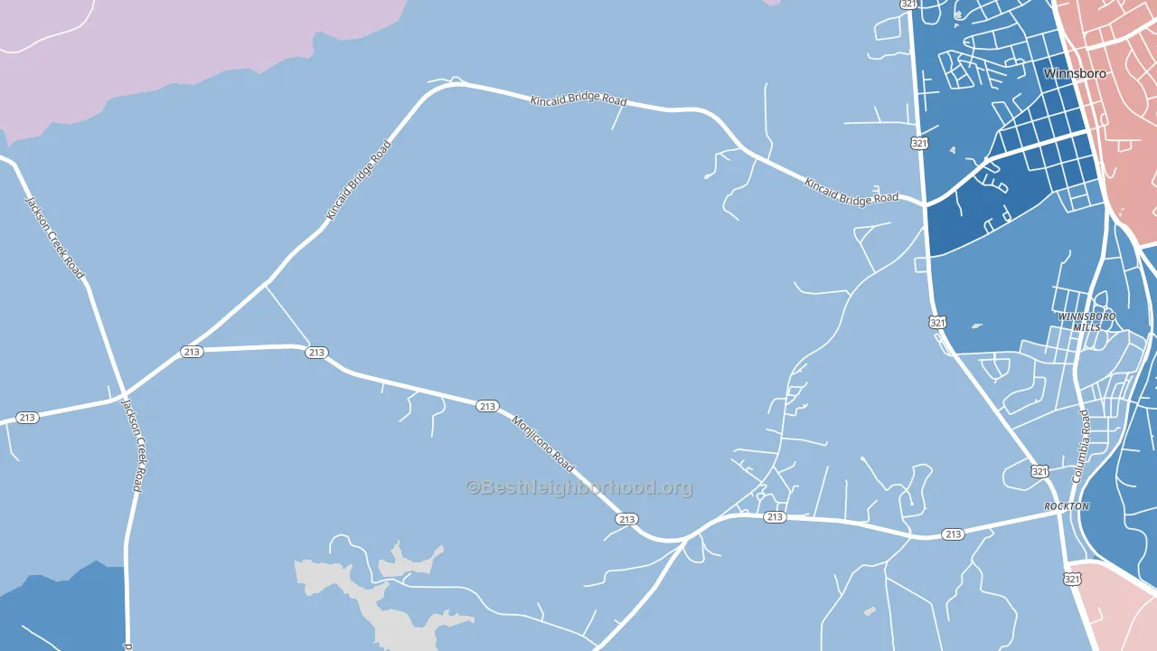 Monticello, SC block-group political-lean map