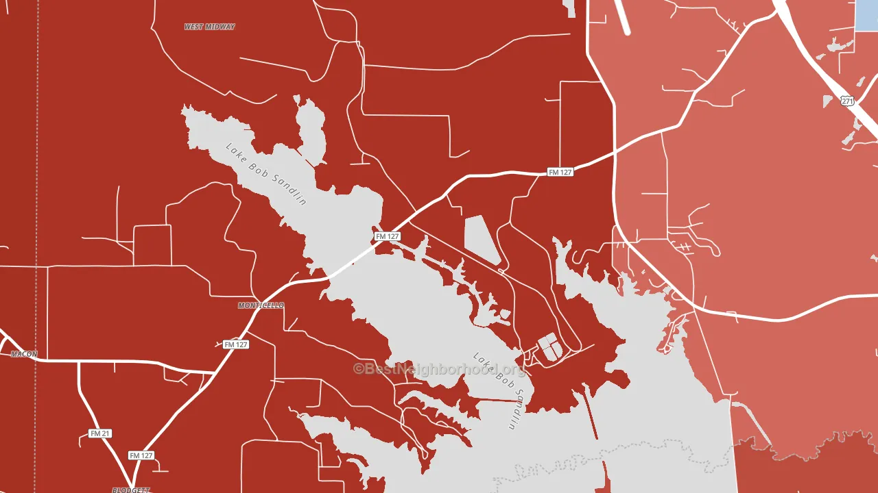 Monticello, TX block-group political-lean map
