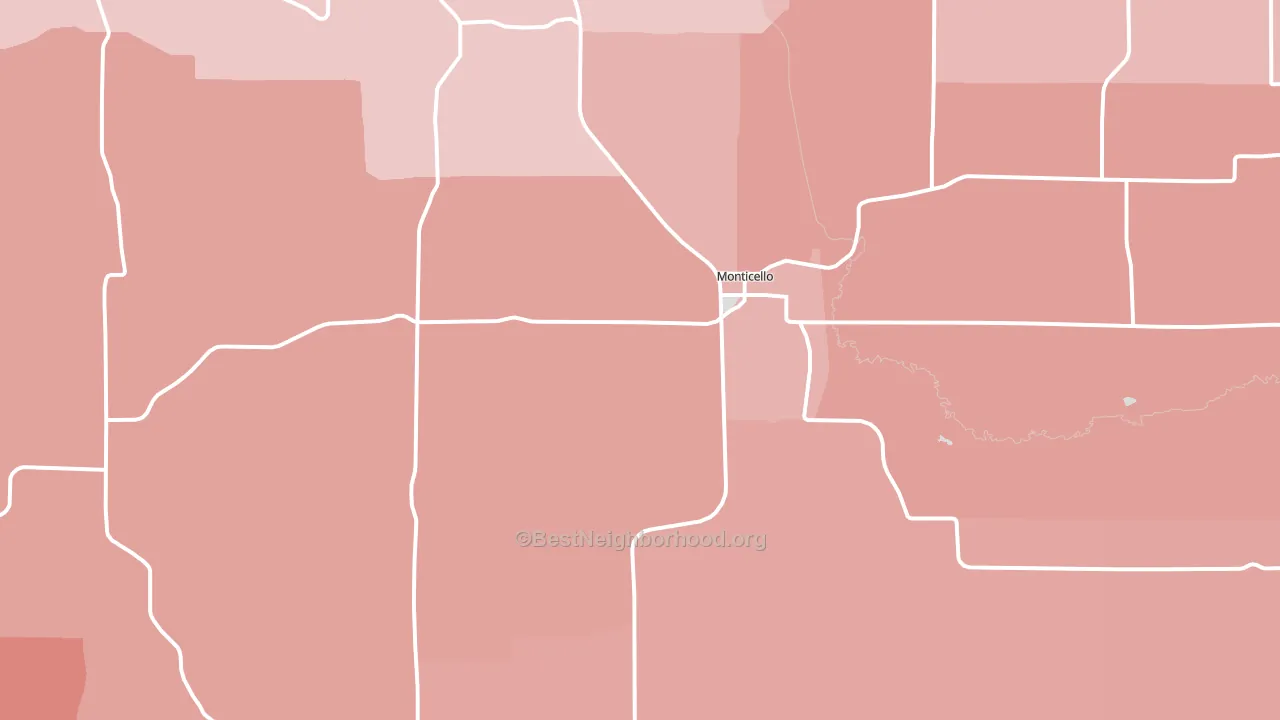 Monticello, WI block-group political-lean map