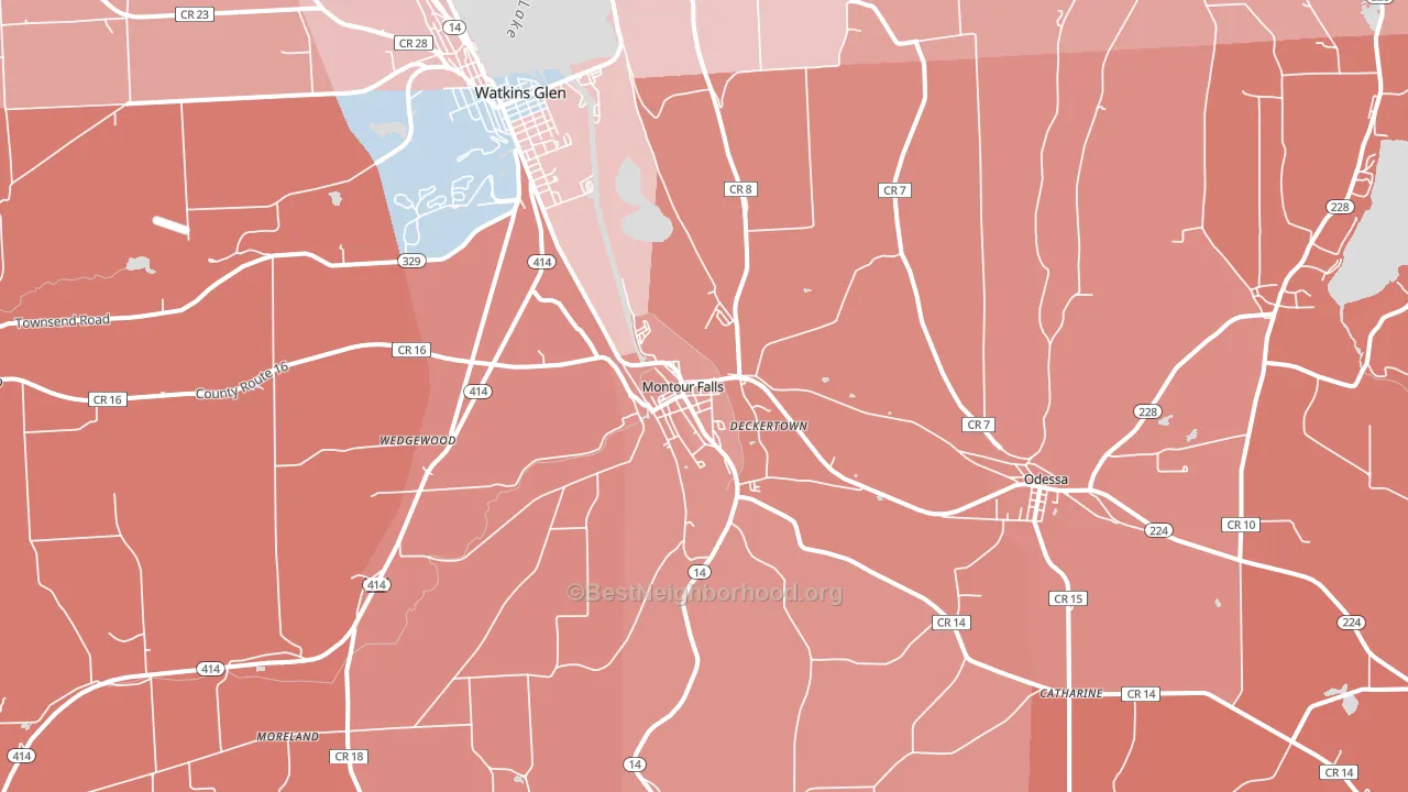 Montour Falls, NY block-group political-lean map