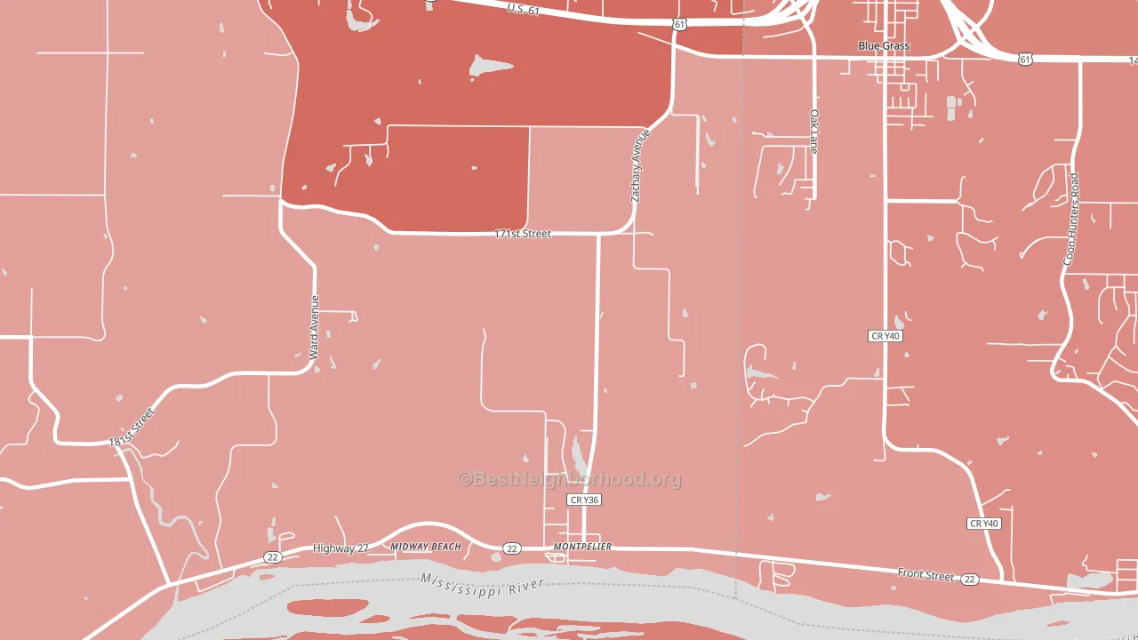Montpelier, IA block-group political-lean map