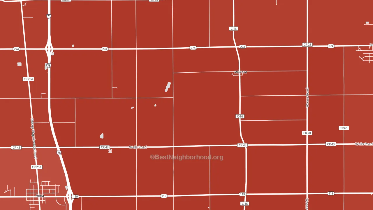 Montra, OH block-group political-lean map