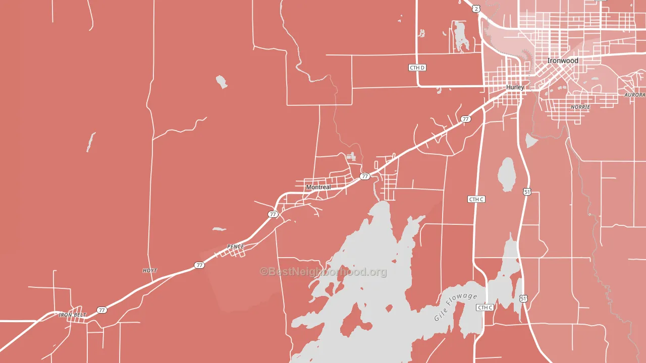 Montreal, WI block-group political-lean map