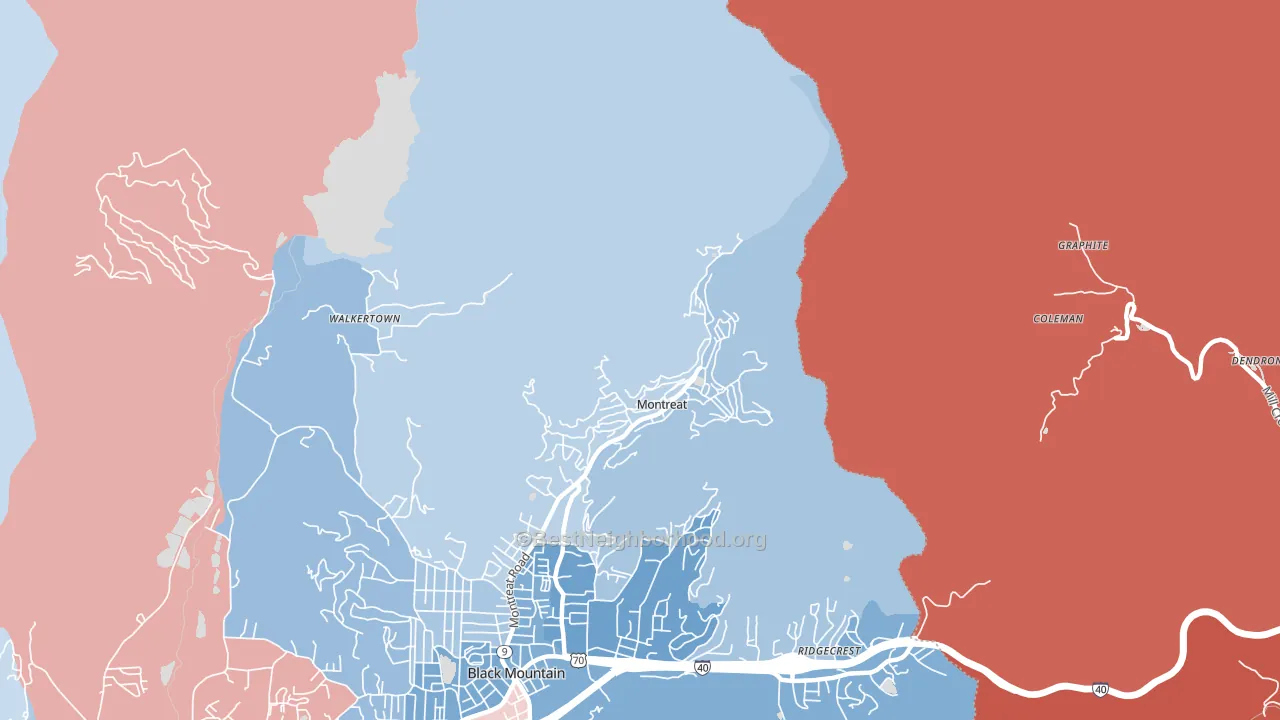 Montreat, NC block-group political-lean map
