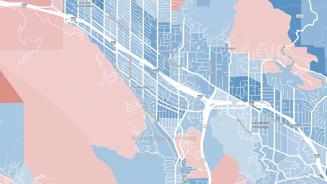 Montrose, CA block-group political-lean map