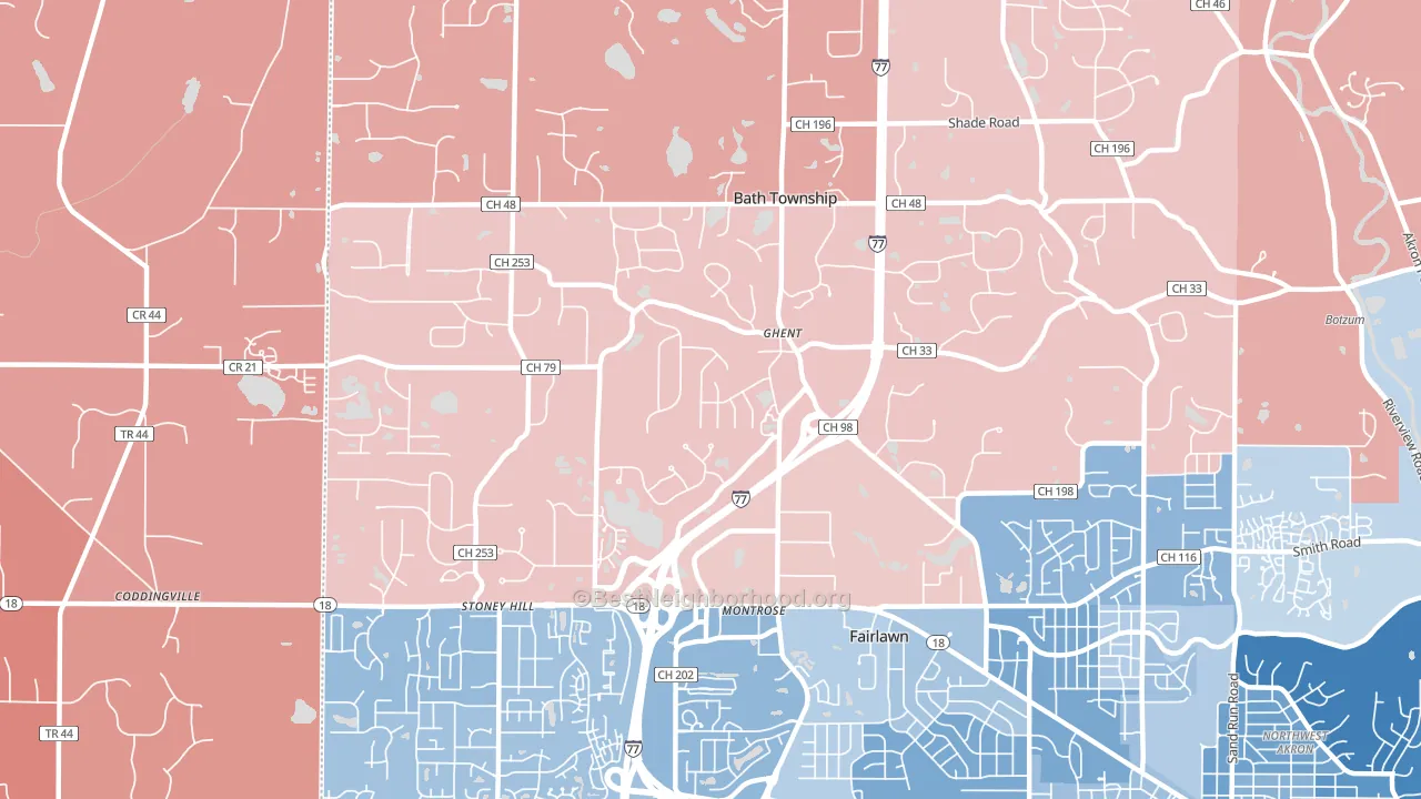Montrose-Ghent, OH block-group political-lean map