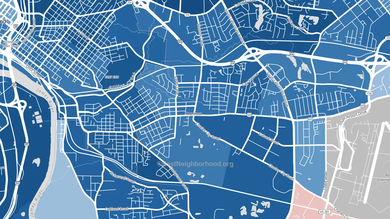 Montrose, VA block-group political-lean map