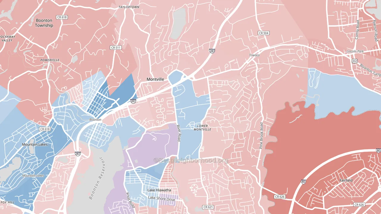 Montville, NJ block-group political-lean map