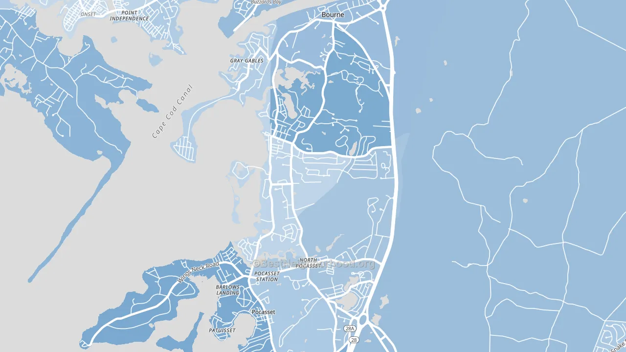 Monument Beach, MA block-group political-lean map