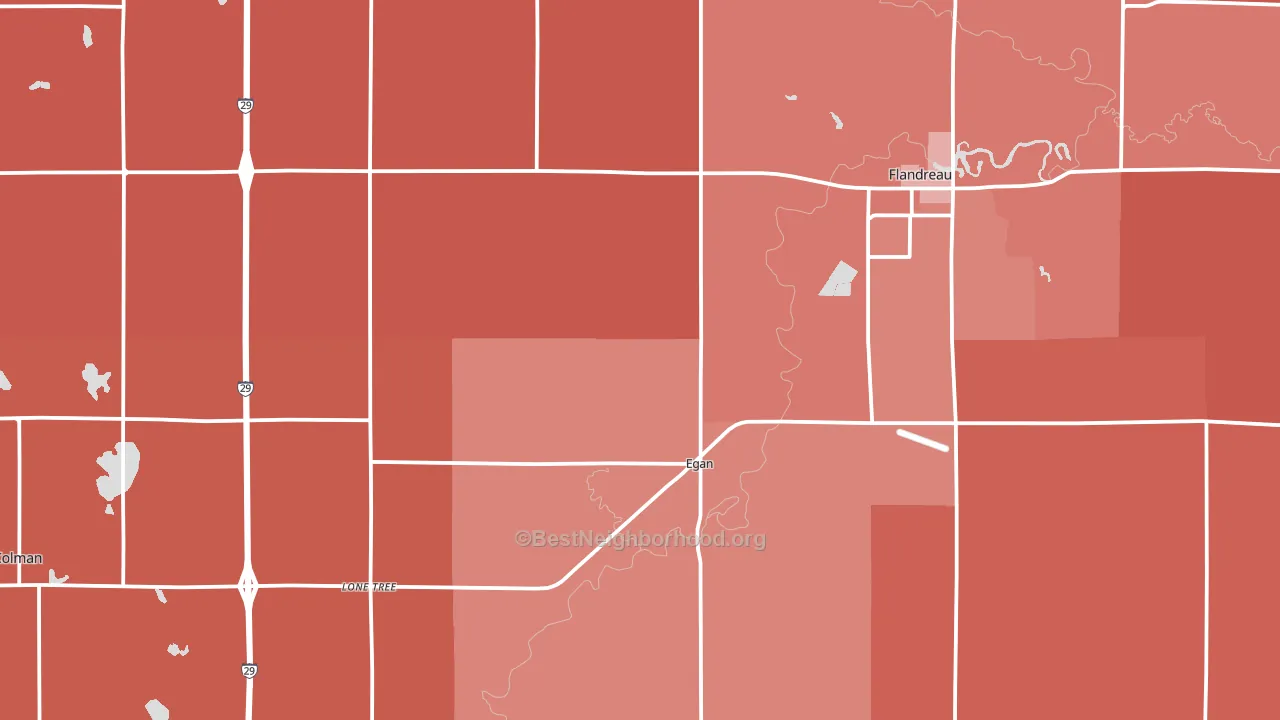 Moody County, SD block-group political-lean map