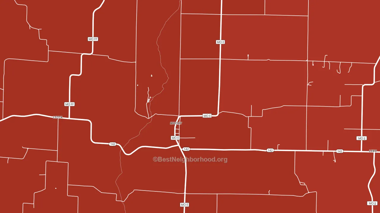 Moody, MO block-group political-lean map