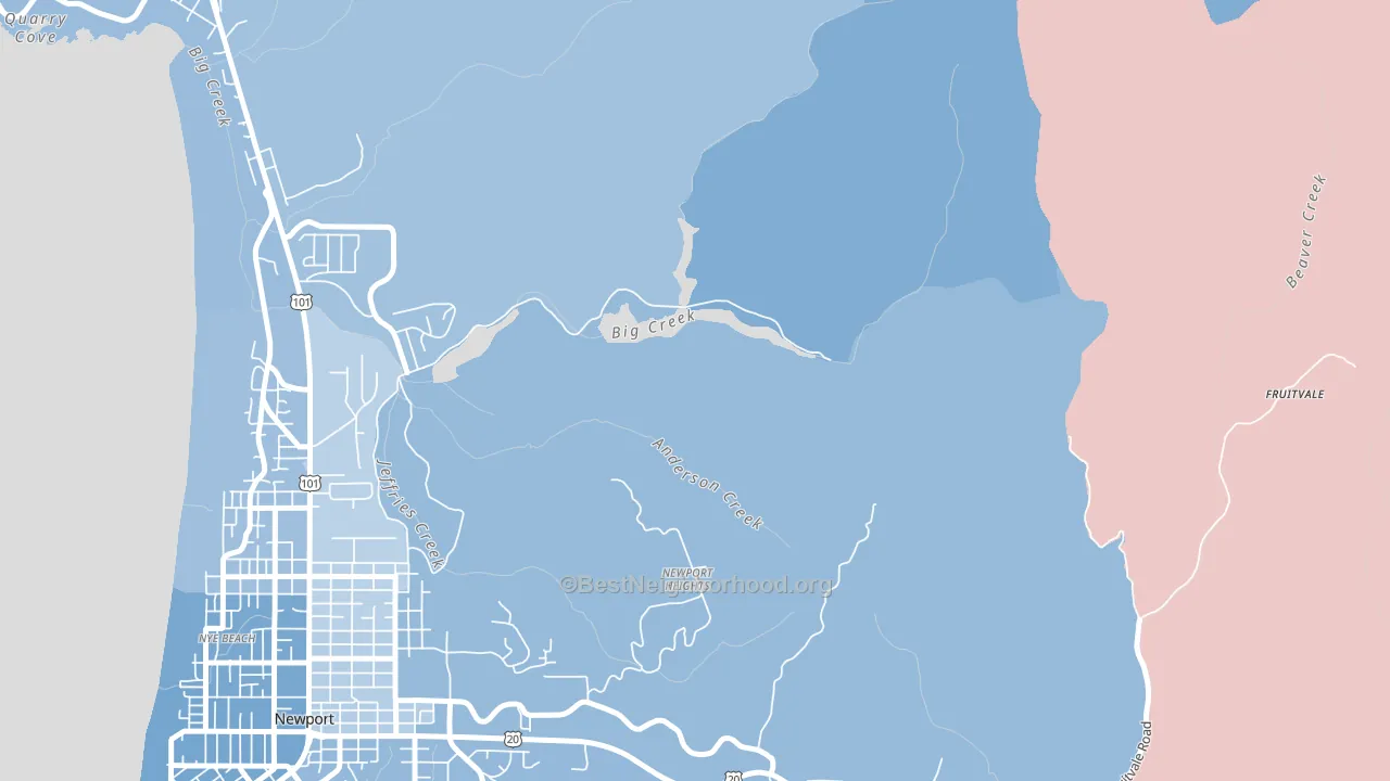 Moody, OR block-group political-lean map