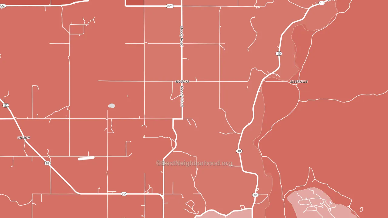 Moodys, OK block-group political-lean map