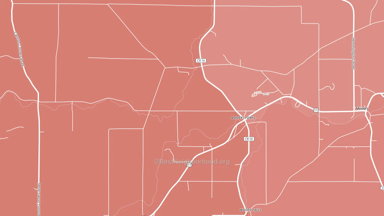 Mooers Forks, NY block-group political-lean map