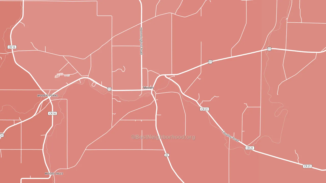 Mooers, NY block-group political-lean map