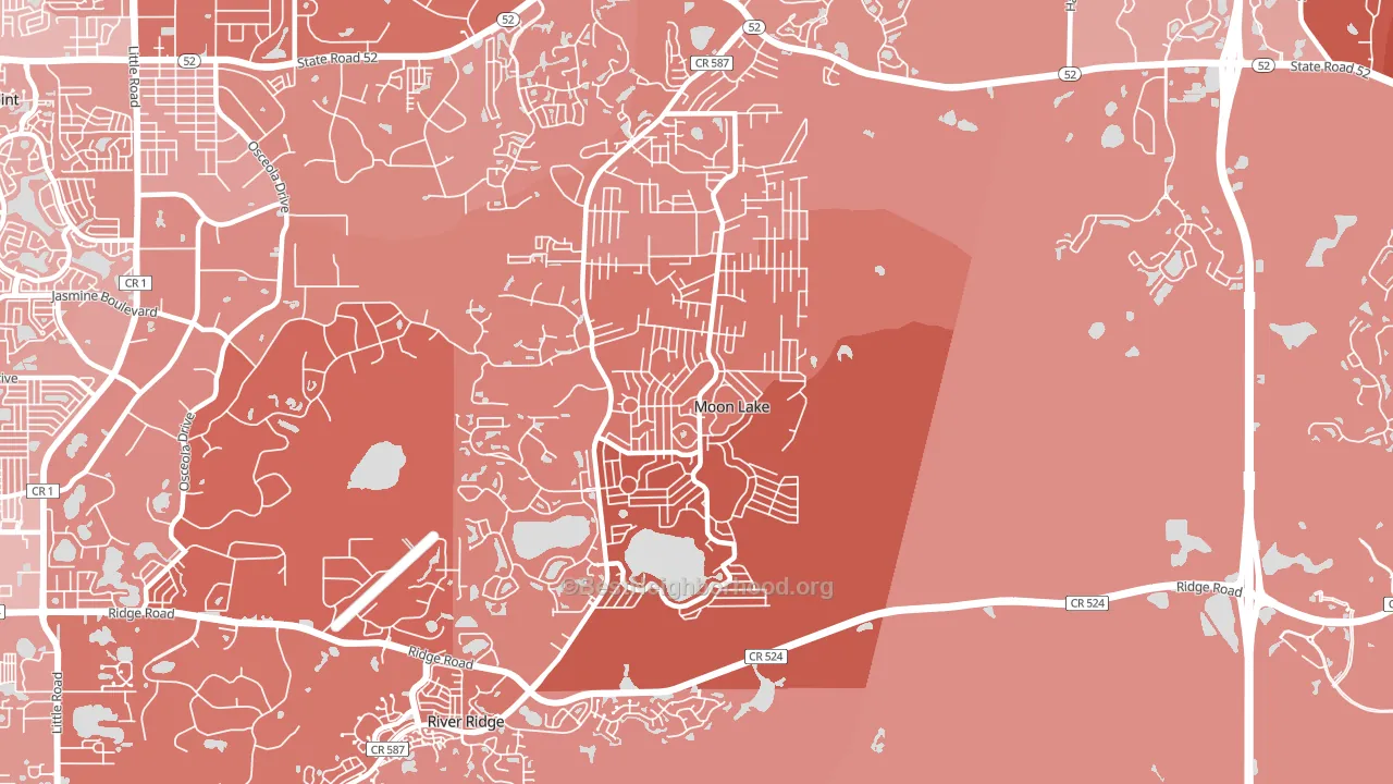 Moon Lake, FL block-group political-lean map